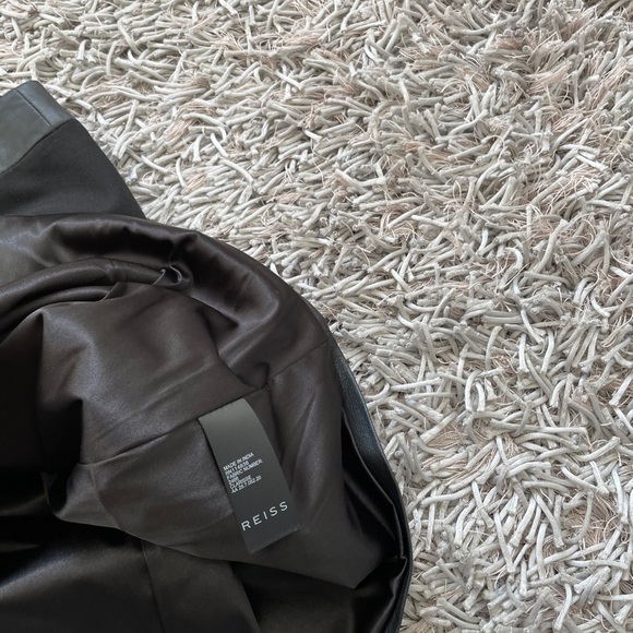 REISS Skirt Leather And Polyester Black Sz 10 US - Picture 6 of 6
